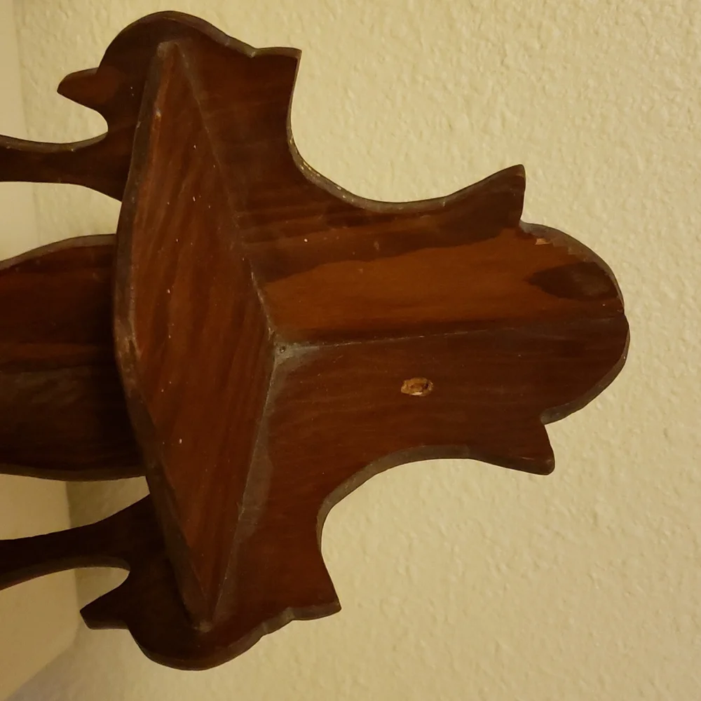 Wooden Two-Tier Wall Display Shelf - Brown